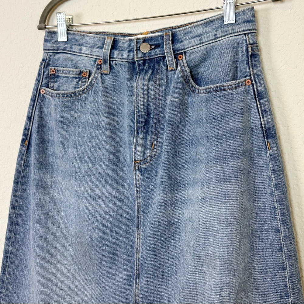 Aritzia Denim Forum The Nina High-Rise Maxi Slim Denim Skirt Size 27 - Picture 5 of 12